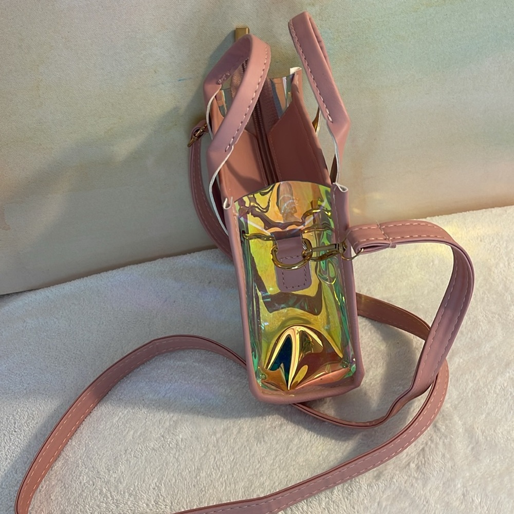 Clear Reflective Crossbody Hello Weekend Pink EUC - Picture 7 of 7